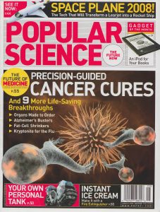 Popular Science mag title / spread article about Hyanide