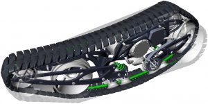 steerable kevlar-rubber caterpillar motorcycle technology